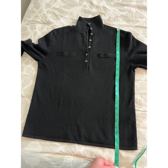 Eric bompard black cashmere Henley sweater women's fitted large - Picture 8 of 11